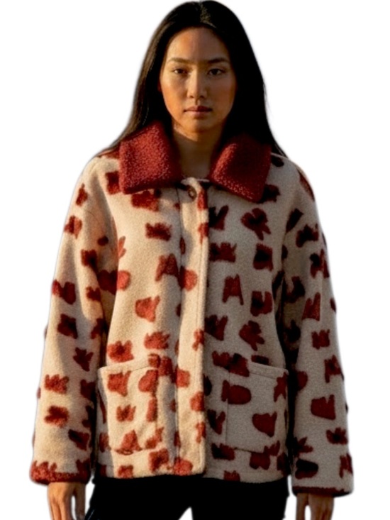 Glamorous Jackets & Blazers - Glamorous faux Sherpa jacket coat pink Merlot red zipper snap front $260 new